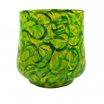 Vaza sticla pictata GREEN, 14 cm