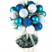 Decoratiune de Craciun TOPIARY TREE, alb-turquoise, 12x32 cm